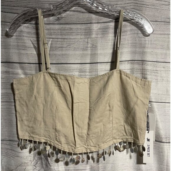 Jason Wu Beige 2-Piece Set Top Skirt With Coin Trim Size 4 Beach Resort Coastal - Picture 2 of 14